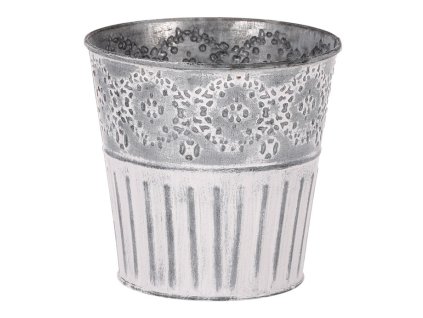 Obal kovový - kulatý, se zrníčky, šedo-bílý (Barva Šedá)