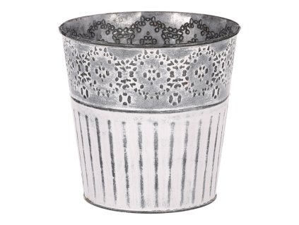 Obal kovový - kulatý, se zrníčky, šedo-bílý (Barva Šedá)