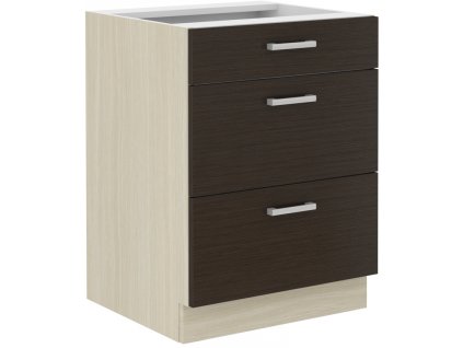 Kuchyňská skříňka Christo 60D-3S-BB, dub ferrara/legno, 3 zásuvky