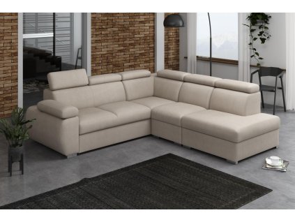 Rozkládací sedací souprava Bodie II pravá béžová s úložným prostorem