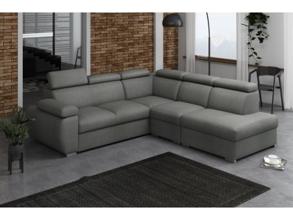 Rozkládací sedací souprava Bodie II pravá, šedá, s úložným prostorem