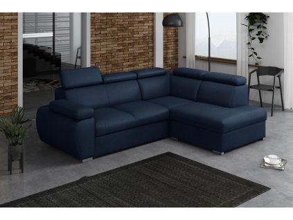 Rozkládací sedací souprava FALCO Bodie IV pravá modrá s úložným prostorem