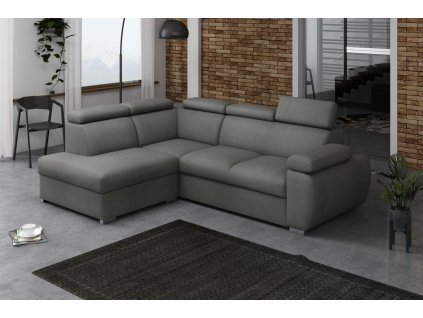 Pohodlná rozkládací sedací souprava Bodie IV levá šedá s úložným prostorem