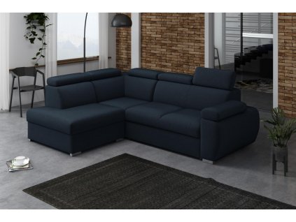 Rozkládací sedací souprava Bodie IV, levá, modrá, moderní design, úložný prostor