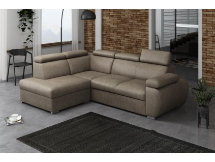 Rozkládací levá béžová sedací souprava Bodie IV s úložným prostorem