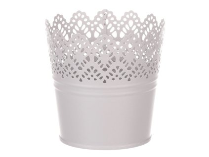 Obal kovový - kulatý, krajkový okraj, barva šedá (Barva Šedá)