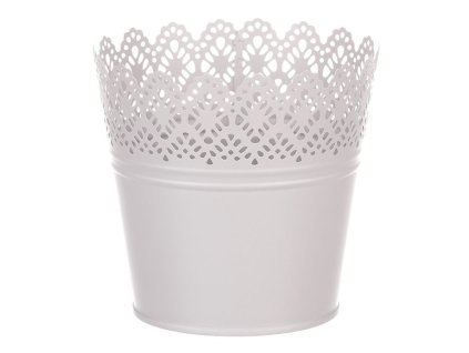 Obal kovový - kulatý, krajkový okraj, barva šedá (Barva Šedá)