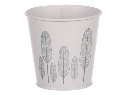 Obal kovový - kulatý s peříčky, barva šedá (Barva Šedá)