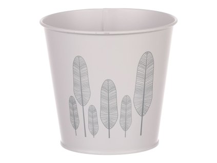 Obal kovový - kulatý s peříčky, barva šedá (Barva Šedá)