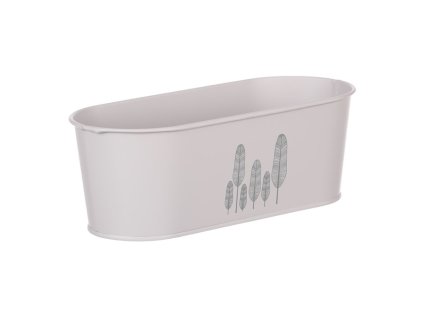 Obal kovový - truhlík s peříčky, barva šedá (Barva Šedá)