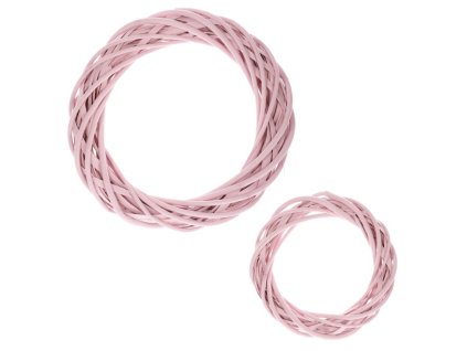 Věnec z proutí (vrba), barva růžová, cena za sadu 2ks. (Barva Růžová)
