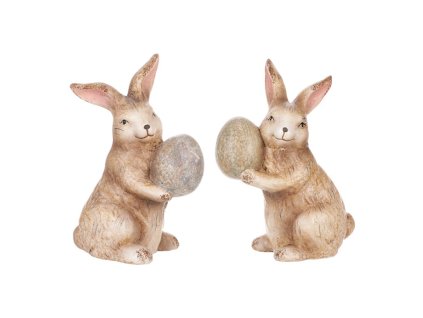 Zajíc s vajíčkem - keramický, mix 2 druhů, cena za 1 ks (Barva Hnědá)