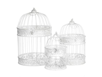 Klec kovová - závěsná, barva bílá, cena za sadu 3 ks (Barva Bílá)