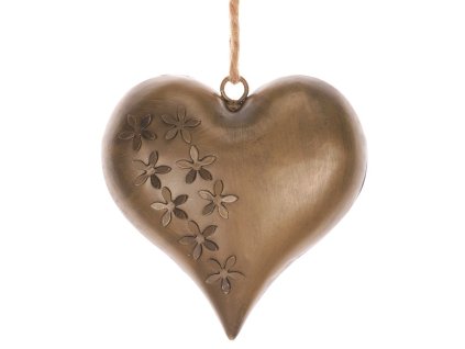 Srdce kovové - závěsná ozdoba, barva měděná (Barva Měděná)