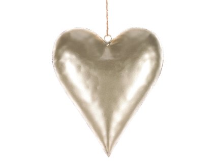 Srdce kovové - závěsná ozdoba, barva krémová (Barva Krémová)
