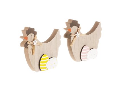 Slepice - dřevěná dekorace, mix 2 barev, cena za 1 ks (Barva Přírodní)