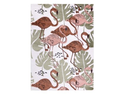 Dětský kusový koberec Fun Flami Flamingos cream (Rozměry koberců 80x150)
