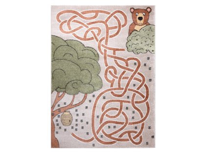 Dětský kusový koberec Fun Honey with Bear beige (Rozměry koberců 80x150)