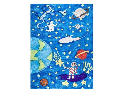 Dětský kusový koberec Bambino 2265 Rocket Space blue (Rozměry koberců 80x150)