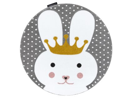 Dětský kusový koberec Petit Bunny grey kulatý (Rozměry koberců 140x140 (průměr) kruh)