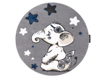 Dětský kusový koberec Petit Elephant stars grey kruh (Rozměry koberců 120x120 (průměr) kruh)