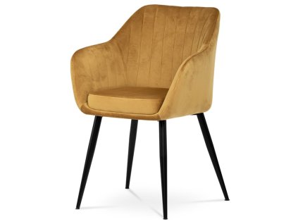 Jídelní židle, žlutá, sametová látka, PIKA YEL4 (Barva Žlutá)