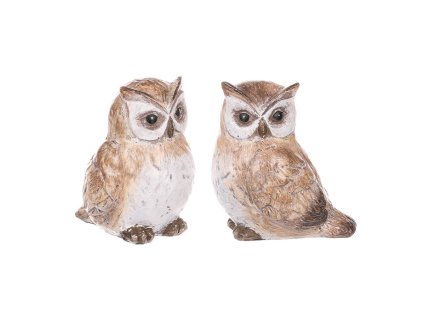 Sova - figurka z polyresinu, mix 2 druhů, cena za 1 ks (Barva Hnědá)