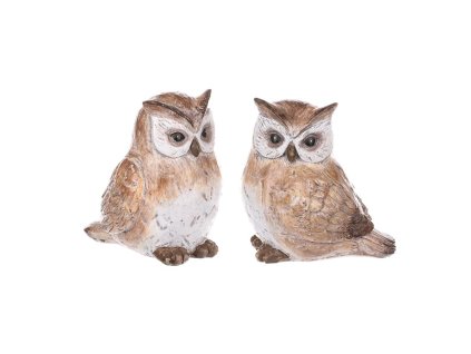 Sova - figurka z polyresinu, mix 2 druhů, cena za 1 ks (Barva Hnědá)