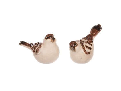 Ptáček - keramika, mix 2 druhů, cena za 1 ks (Barva Hnědá)