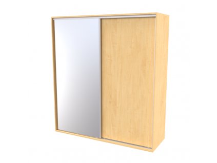 Skříň FLEXI 2 š.200cm v.220cm : 1x dveře plné , 1x zrcadlo - javor