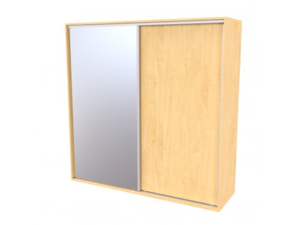 Skříň FLEXI 2 š.220cm v.220cm : 1x dveře plné , 1x zrcadlo - javor