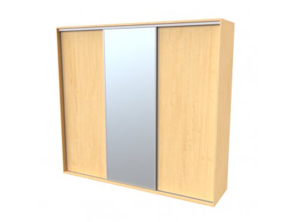 Skříň FLEXI 3 š.240cm v.240cm : 2x dveře plné , 1x zrcadlo - javor