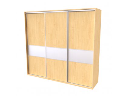 Skříň FLEXI 3 š.240cm v.240cm : 3x dveře dělené sklem LACOBEL bílý - javor