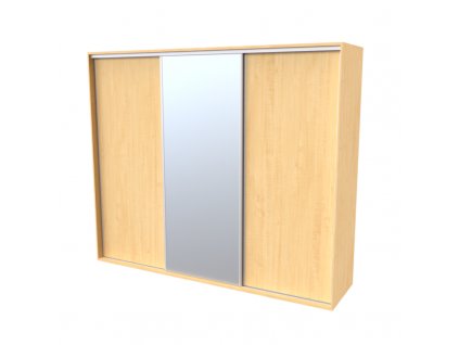 Skříň FLEXI 3 š.260cm v.220cm : 2x dveře plné , 1x zrcadlo - javor