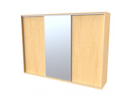 Skříň FLEXI 3 š.300cm v.220cm : 2x dveře plné , 1x zrcadlo - javor