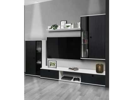 Obývací stěna Silos černo/bílá/melamina