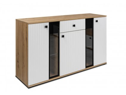 Komoda Silos LAMELY bílá/dub artisan