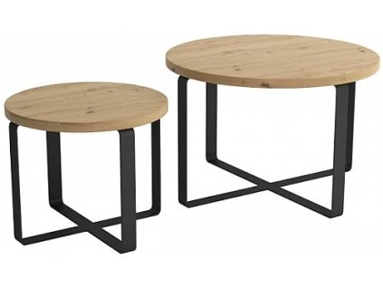 Konferenční stůl MAX sada 2 ks (Varianta Dub artisan / kov černý)