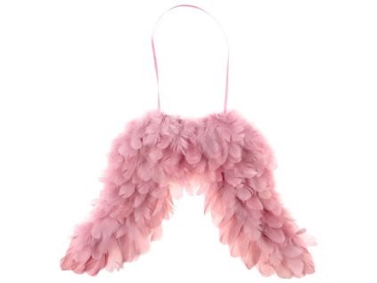 Andělská křídla - závěsná dekorace z peří, barva růžová (Barva Růžová)