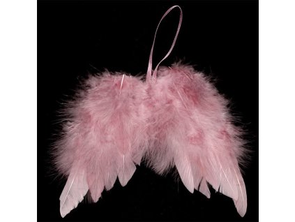 Andělská křídla z peří - na pověšení, růžová, balení 12 ks, cena za 1 ks (Barva Růžová)