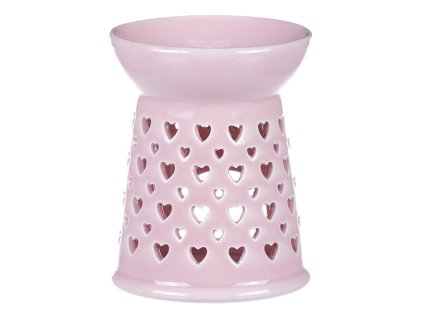 Aromalampa - porcelánová, se srdíčky, barva růžová (Barva Růžová)