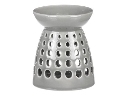 Aromalampa - porcelánová, kulaté otvory, barva šedá (Barva Šedá)