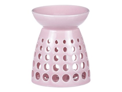Aromalampa - porcelánová, kulaté otvory, barva růžová (Barva Růžová)