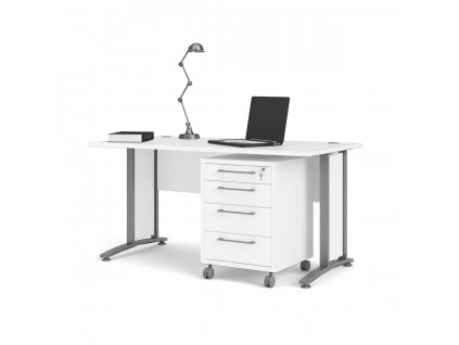 Psací stůl Office 80400/35, bílý lamino, silver grey, flexibilní design