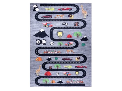 Dětský kusový koberec Bambino 2092 Streets cars anthracite (Rozměry koberců 80x150)