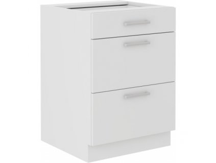 Bílá kuchyňská skříňka Edna 60 cm s tichým zavíráním a 3 zásuvkami