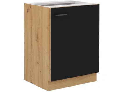Kuchyňská skříňka Molly 60 D 1F BB černá/dub artisan, 60x82x52 cm