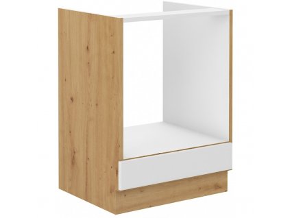 Bílá kuchyňská skříňka Stipe 60 cm s dubem artisan pro vestavný sporák