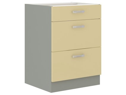 Kuchyňská skříňka Karpo 60 D 3S BB, krémový lesk/šedá, 60x82x52 cm