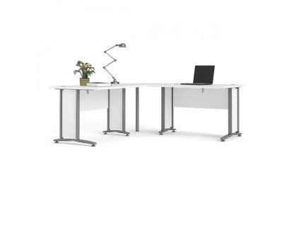 Rohový psací stůl Office 80400/303, bílá/silver grey, lamino, praktický design